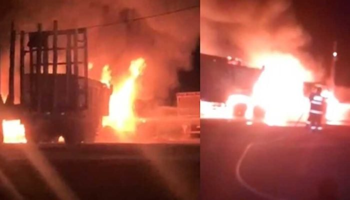 Incêndio destrói caminhão em pátio de transportadora em Aquidauana