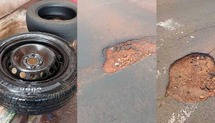 Motorista Perde Pneu em Buraco e Denuncia Situação em Campo Grande