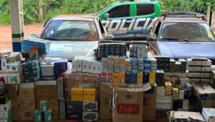 Comboio com 12 veículos carregados com mercadorias do Paraguai é desarticulado na MS-380